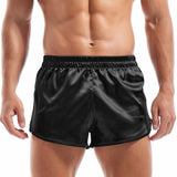 Satin Underwear Boxers Men&#39;s Sexy Boxer Briefs Smooth Silk Pajamas Shorts Loose Split Man Lounge Boxershorts Home Sleep Bottoms