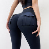 Fitness Sports Leggings Yoga Pants Women Sexy Naked Feeling High Waist Push Up Stretch Workout Running Gym Leggings With Pocket