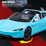 1:24 Tesla Roadster Model Y Model 3 Alloy Toy Car Model Wheel Steering Sound and Light Children&#39;s Toy Collectibles Birthday gift