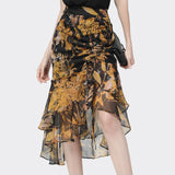 BEENLE Skirt 2023 Autumn Floral Dress High Waist Slimming Floral Fashion Fishtail Long Skirts Mid-length Even Parti Women Dress