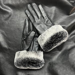Real Sheepskin Rex Rabbit Fur Gloves Women&#39;s Genuine Leather Glove Winter Warm Fashion Style Natural Fluffy Fur Mittens