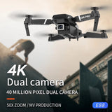New E88 PRO Drone Professional 4K Wide Angle HD Camera Height Fixed Remote Control Foldable Quadrotor Helicopter Children&#39;s Toys