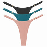 3Pcs/Set Sexy Women&#39;s Panties Low Waist Cotton G-string Thong Panties Women&#39;s Solid Color Metal T-pants Panties S-XL Lingerie