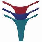 3Pcs/Set Sexy Women&#39;s Panties Low Waist Cotton G-string Thong Panties Women&#39;s Solid Color Metal T-pants Panties S-XL Lingerie