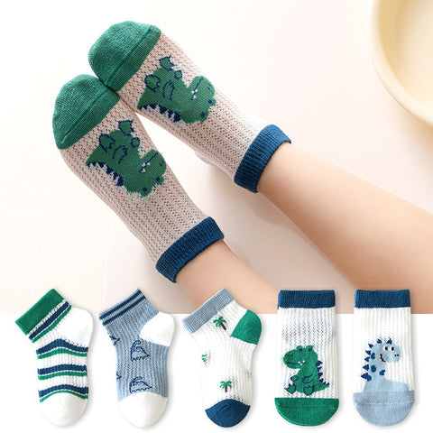 5 Pairs Children&#39;s Socks 0-12Years Kids Socks Spring Summer Baby Boys Girls Cotton Mesh Breathable Thin Soft Clothes Accessories