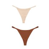 2 Pcs Silk Seamless Panties Underwear Fitness Sports Female Lingerie Sexy T-back G-string Thong Woman Underwear