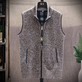 Men&#39;s Sweaters Vest Autumn Winter New Solid Warm Zipper Sweatercoat Sweaters Vest Men Casual Knitwear Sleeveless Male Clothing