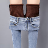 Winter Warm Jeans Woman 2022 High Waist Casual Velvet Ladies Trousers Female Pantalon Denim jeans for Women Pants clothe