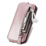 Flip Up Down Zipper Wallet Leather Cover For iPhone 13 12 11 Pro XR XS X Max 7 8 Plus 6 6S SE 2020 Card Stand Case