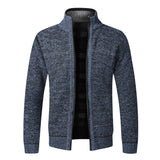 Top Quality Autumn Winter New Men&#39;s Jacket Slim Fit Stand Collar Zipper Jacket Men Solid Cotton Thick Warm  Sweater