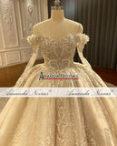 NS4336 Off The Shoulder Lace Wedding Dress Ball Gown