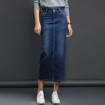 Classic Denim Skirt Women 2022 Long Jean Skirt High Waist Pencil Skirt Ladies Stretch Black Blue Faldas Largas Jupe Longue Femme