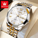 OLEVS Men&#39;s Watches Rhombus Mirror Original Quartz Watch for Man Waterproof Luminous Stainless Steel Wristwatch Male Date Week