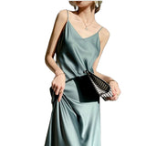 Dress for women 2022 Sexy  Simulated Silk Sleeveless Long Summer Dress Fashion