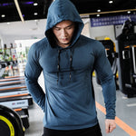 Mens Fitness Tracksuit Running Sport Hoodie Gym Joggers Hooded Outdoor Workout Shirts Tops Clothing Muscle Training Sweatshirt