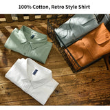 Autumn Winter New Men New Men&#39;s White Long Sleeve Shirt Pure Cotton Retro Style Button Up Pocket White Workwear GA-Z102