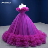 Women&#39;s Evening Dresses for Weddings Ball Gown Off The Shoulder Deep V Neck Tulle Pearls Quinceanera Dresses RSM67520