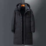 2022 Men&#39;s Winter Jacket Hood Feathers Puffer White Duck Long Down Jacket Men Black Parka Coat Warm Autumn Dack Thick Casual Top