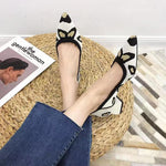 Large women&#39;s high-heeled shoes Fashion pointy beautiful pattern square toe shoes Heel rubber anti-skid shoes New 2023