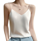 Fashion Silky Camisole Women&#39;s Inner With White Bottoming Satin Top Summer V-neck Thin Section