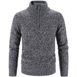 Winter Men&#39;s Fleece Thicker Sweater Half Zipper Turtleneck Warm Pullover Quality Male Slim Knitted Wool Sweaters for Spring