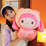 Oversized Sanrio My Melody Transform Into A Panda Throw Pillow Plush Stuffed Kawaii Doll Plush Toy Kuromi Hello Kitty Plush Gift