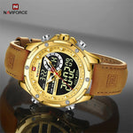 NAVIFORCE Luxury Brand Original Watches For Men Casual Sports Chronograph Alarm Quartz Wrist Watch Leather Waterproof Clock 9208