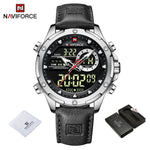 NAVIFORCE Luxury Brand Original Watches For Men Casual Sports Chronograph Alarm Quartz Wrist Watch Leather Waterproof Clock 9208