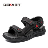 DEKABR Size 48 Male Genuine Leather Sandals Summer Casual Men Shoes Vacation Beach Shoes Fashion Outdoor Non-Slip Sneakers