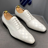 Size 6 To 13 Classic Italy Mens Oxford Real Leather Shoes White Lace Up Pointed Toe Wedding Party Dress Formal Shoes for Men