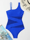 One Piece Swimsuit Women Sexy Mesh Solid Swimwear 2023 New Monokini Beach Bathing Suit Bodysuit Swimming Suits For Female XL