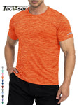 TACVASEN Quick Dry Summer T-shirts W/ Reflective Stripe Men Running Fitness Tops Gym Training Shirt Breathable Casual Sportswear