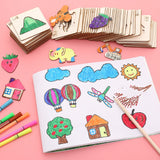 Montessori Kids Drawing Toys 20Pcs Wooden DIY Painting Template Stencils Learning Educational Toys for Children Christmas Gifts