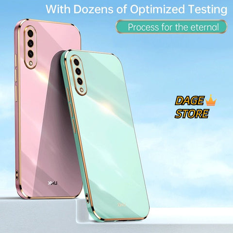 Casing for Samsung Galaxy A50 A30s A50s Solid Color Straight Edge 6D Plating Phone Case Soft Cover