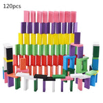 120pcs/set Domino Toys Children Wooden Toys Colored Domino Blocks Kits Early Learning Dominoes Games Educational Children Toys