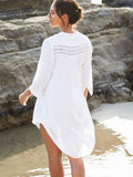 2023 Beach Cover up  White Tunic Woman Bikini Cover-ups Bathing Suit Women Beachwear Swimsuit Cover up Sarong pareo plage Q833