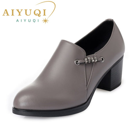 AIYUQI 2023 Autumn Genuine Leather Women Office Shoes High-heeled Sexy Women Dress Shoes Big Size 41 42 43 Women Party Shoes