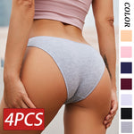 4PCS/Set Women&#39;s cotton briefs Sexy Low Waist Female Underpants Elasticity Comfortable Underwear Women&#39;s panties Lingerie M-XXL