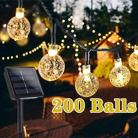 Solar String Lights Outdoor Crystal Fairy Light Chritmas Garland 8 Modes Waterproof Patio Light for Garden Party Decor