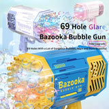 Soap Bubbles Gun Rocket 69 Holes Bubbles Machine Gun Launcher Automatic Blower Soap Toys For Kids Children Gift Pomperos Toys