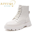 AIYUQI Women&#39;s Marton Boots Genuine Leather  Autumn Lace-up Motorcycle Boots Ladies British Style Women&#39;s Ankle Boots WHSLE MTO