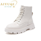 AIYUQI Women&#39;s Marton Boots Genuine Leather  Autumn Lace-up Motorcycle Boots Ladies British Style Women&#39;s Ankle Boots WHSLE MTO