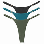 3Pcs/Set Sexy Women&#39;s Panties Low Waist Cotton G-string Thong Panties Women&#39;s Solid Color Metal T-pants Panties S-XL Lingerie