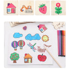 Montessori Kids Drawing Toys 20Pcs Wooden DIY Painting Template Stencils Learning Educational Toys for Children Christmas Gifts