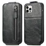 Flip Up Down Zipper Wallet Leather Cover For iPhone 13 12 11 Pro XR XS X Max 7 8 Plus 6 6S SE 2020 Card Stand Case