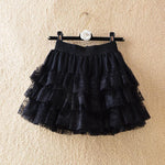Elastic Gothic Lace Tutu Skirt Women Black Mesh Detail Petticoat Sexy Mini Tulle Skirts Party Club Wear Dancer