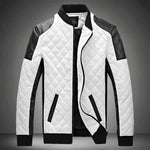 New Patchwork Motorcycle Jacket Men Stand Collar Casual Leather Jacket Fashion Slim Moto Bike PU Winter Jacket Men Plus Size 5XL