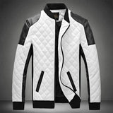 New Patchwork Motorcycle Jacket Men Stand Collar Casual Leather Jacket Fashion Slim Moto Bike PU Winter Jacket Men Plus Size 5XL