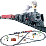 Electric Smoke Simulation Classical Steam Train Track Toy Trains Model Kids Truck for Boys Railway Railroad