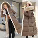 Women&#39;s Down Jacket Warm Winter Slim Long Parkas for Women Cotton Padded Coats Korean Fashion Thick Tops Female Hooded Jackets